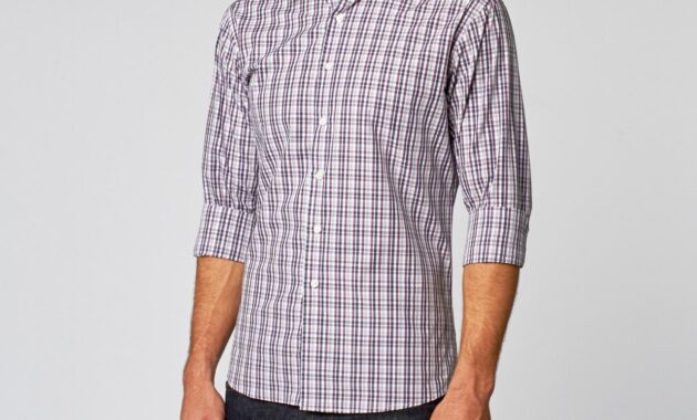 Purple plaid mens dress shirt