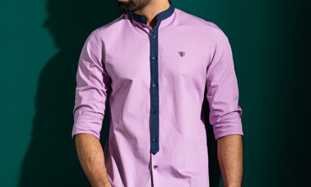 Mock neck dress shirt mens